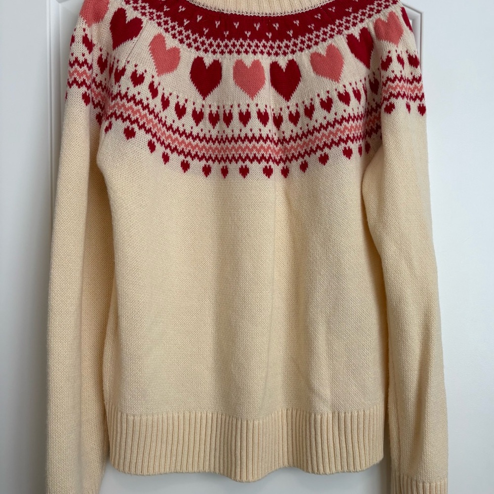 Valentines Wool Sweater Kiel James Patrick Heart  Fair Isle print Size Large - Picture 2 of 4